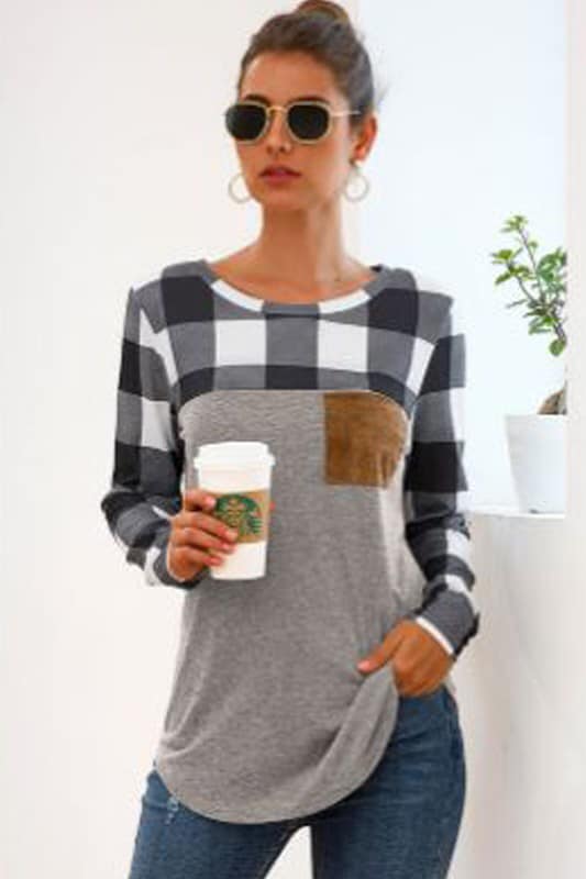 BLACK BUFFALO PLAID LONG SLEEVE TOP