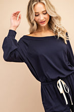 Load image into Gallery viewer, OFF THE SHOULDER DRAWSTRING JUMPSUIT
