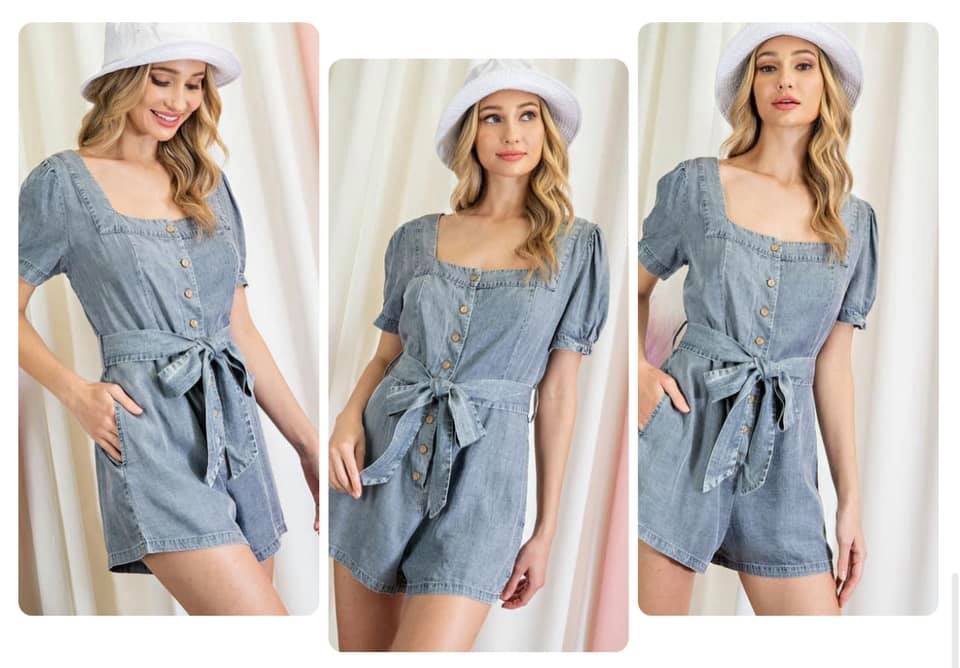 Finnley - Mineral Washed Denim Romper